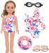 Doll Swimsuit Set for 18-Inch Doll, 7 Pcs Swimming Accessories, Bathing Suit, Goggles, Flip-Flops, Swim Ring