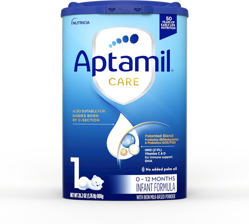 Aptamil Care Stage 1 - Milk Based Powder Infant Formula, DHA & ARA, Omega 3 & 6, Prebiotics, 28.2 Ounces