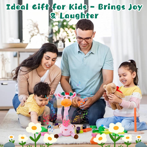 10 MIAODAM Dancing Giraffe Singing Children's Song, Stuffed Baby Toy Repeats What You Say, Christmas Colorful Glowing