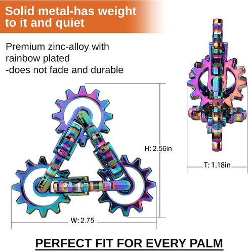 Metal Fidget Toys - Quiet Infinity Gear Fidget Toy - Unique Movement Fidget Tool - Improve Dexterity and Focus - Ideal