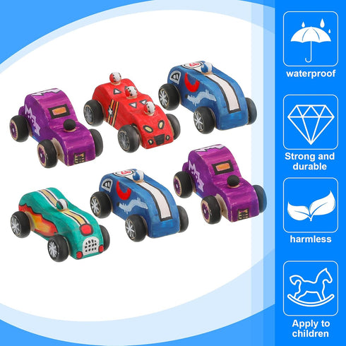 12 Pieces Wood DIY Car Toys, Unfinished Wooden Cars, Crafts for Students Home Activities, Easy Woodworking Set