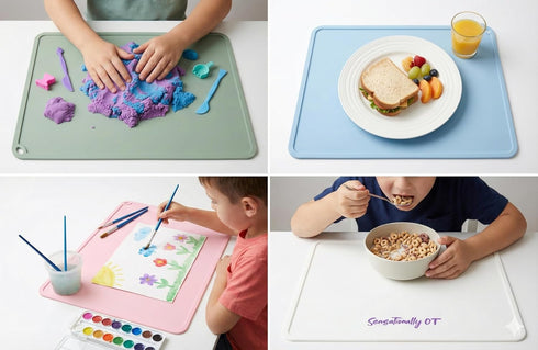 Yellow - Premium Silicone Placemat for Toddlers - Non-Slip, Easy Clean Design, Kids Placemats for Dinning Table