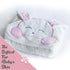 Set Baby Gift Newborn Gift Bag for Girls and Boys Welcome Bundle with White Bunny Hooded Towel and Grey Floral Swaddle