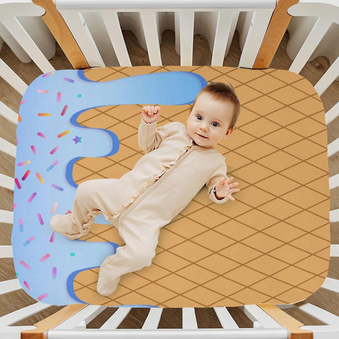Pigsaly 27x39 Inch Crib Sheets Light Blue Gradient Ice Cream Drip Baby Sheet for Standard Crib Mattress Boys Girls