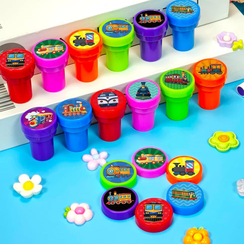 24 Cinrobiye Pcs Train Party Favor Stampers,Train Party Supplies, Train Birthday Party Favors Gifts, Classroom Rewards