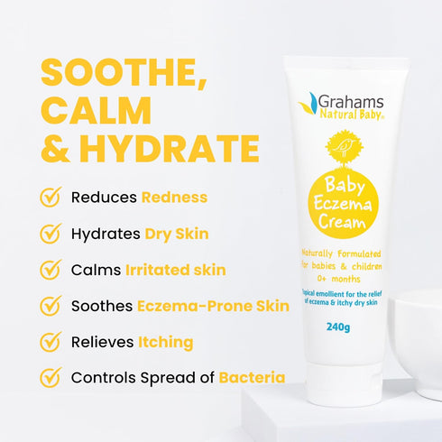 Newborn-12 (75g) Grahams Natural Baby Eczema Cream Moisturizer for Years | Rash, Redness, Dry Skin & Itch Relief |