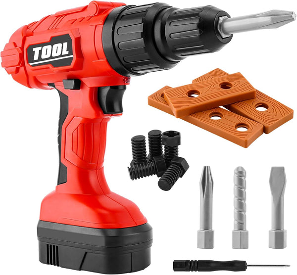 PANPAPA Electric Power Kids Drill and Screw SetToy Drill Set Include 3 Interchange