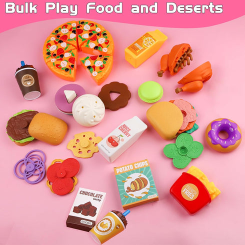 Playsets Set 60 Playset Playset Playset 3+ Restaurant for Kids - Waitress Role Play Costume for Girls, Pieces Food