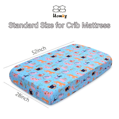 1 Pack UOMNY Crib Sheet,Cat Crib Sheets Baby Sheet for Standard Crib and Toddler Mattresses Nursery Bedding Sheet Crib