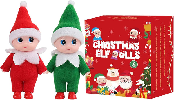 Miniature Christmas Elf Dolls, Boy and Girl Elf Family for Kids Christmas Decorations and Stocking Stuffers