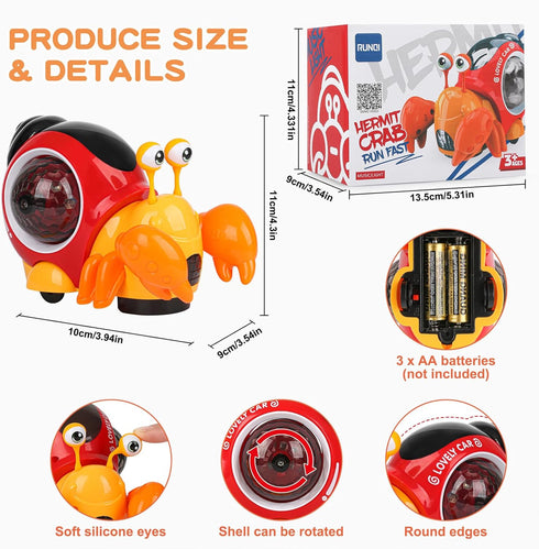 Electronic Luminous Crab Toy, Cute Crab Toys for Toddler Crawling Toy with Music and Light Interactive Sensory Toys