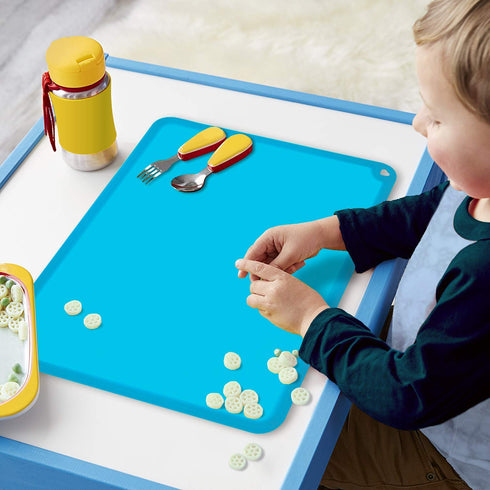 Silicone Kids Placemats, Non-Slip Silicon Placemats for Toddlers, Kids Portable Dining Table Placemat, 2 Pack,