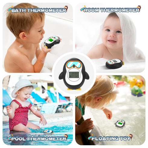 Bath Thermometer for Baby, Safety Floating Water Temperature Gauge with Battery Power Display Feature