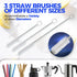 Holikme Bottle Brush Cleaner Set, 14" Long Handle Stainless Steel Brush & 3 Straw Cleaners for Bottles