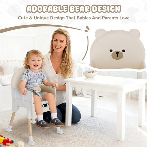 Zenvory 3 1 Baby High Chair in High Chairs for Babies and Toddlers Bear Toddler Chair Adjustable Height Highchair
