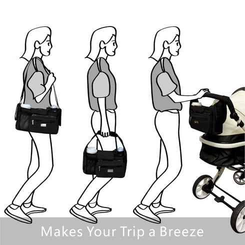 TOPDesign Universal Baby Stroller Organizer, Stroller Caddy with Detachable Mesh Bag & Heightened Insulated Cup Holders