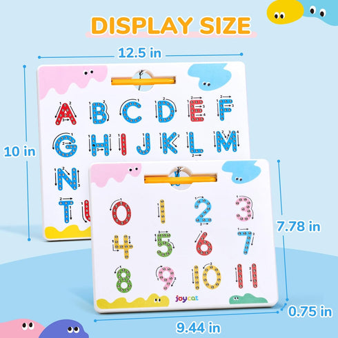 Set, JoyCat Magnetic Letter and Number Tracing Board Double Sided Alphabet & Numbers Board for Toddlers, ABC Uppercase