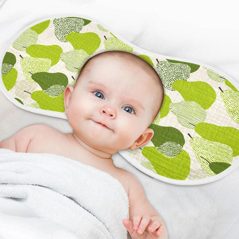 decor gift 4 Pack 22x11in Cotton Muslin Burp Cloth Breathable Cartoon Green Pear Fruit Baby spit up Rags for Unisex