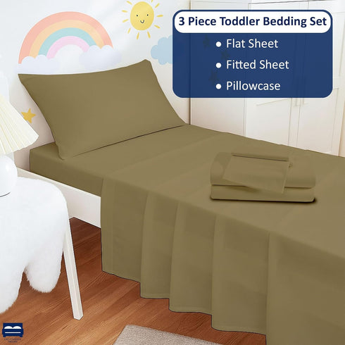 Set, Sets-3 Set-100% Cotton(Taupe)(28 52 5-8 inches Cottingon Toddler Sheet Solid Crib Fitted Sheet Flat Sheet