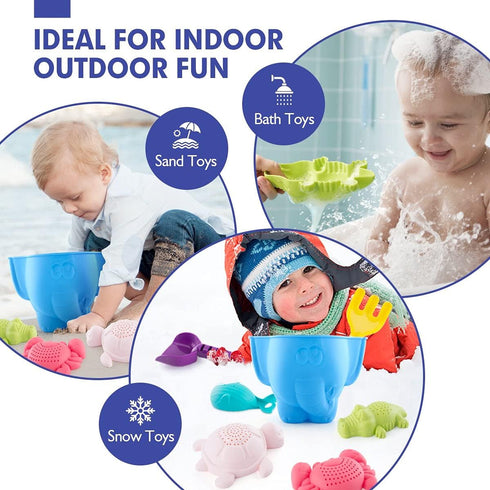 Beach Toys for Toddlers 1-3, Sand Toys Set with Baby Bucket, Rake, Shovel for Outdoor Play, Travel Toys for 1 Year Old