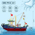 Fishing Boat Building Blocks Sets, 582 PCS City Marine Theme Model Kit for Ocean Exploration and Sea Fishing Lovers