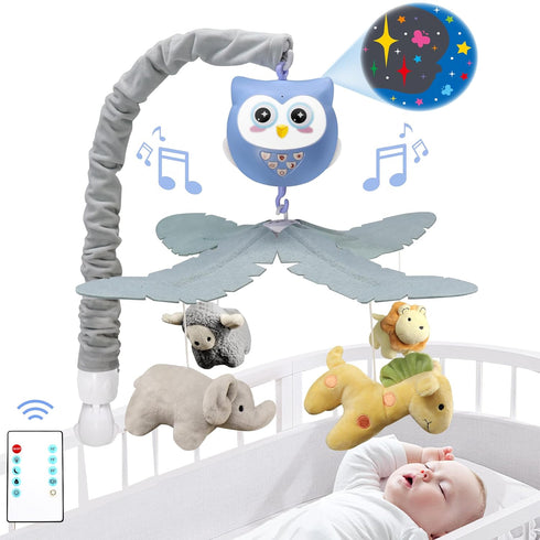 Baby Crib Mobile with Music and Lights for Boys Musical Mobile Animals for Crib Bassinet Girls Toys Hanging Portable
