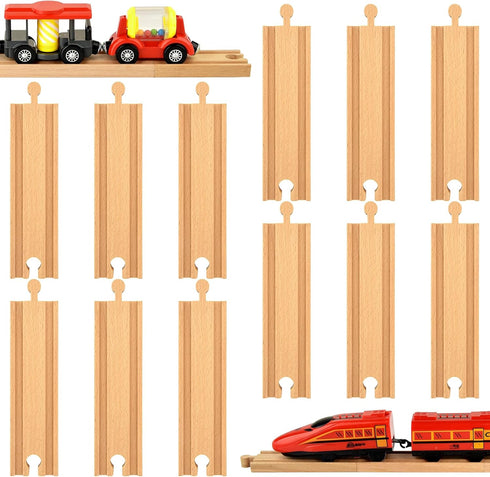 Mototo 12 PCS Wooden Train Track Straight Pieces 6 Inch Wooden Train
