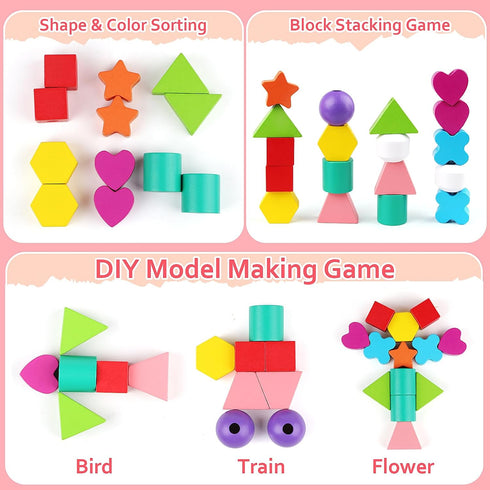 2 3 4 Vinlon Montessori Toys for Toddlers Years Old -Princess Unicorn Fairy Mermaid Shapes Sorting Stacking Vivid