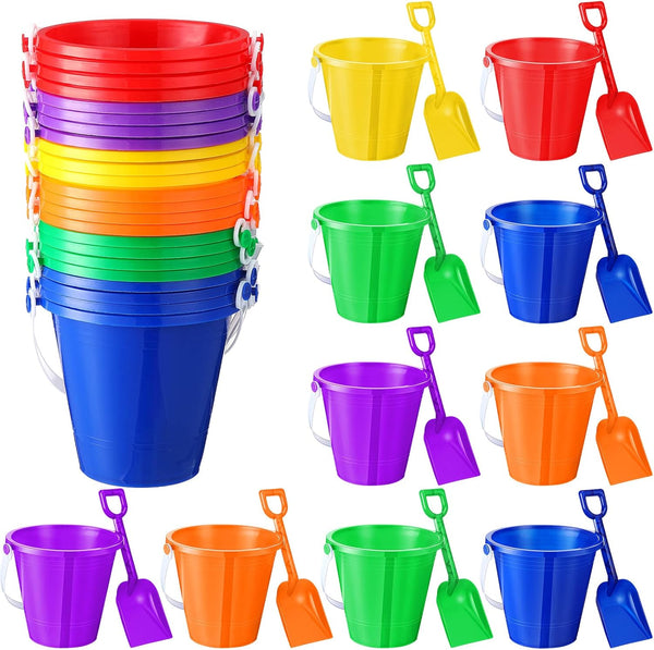 Sratte 30 Sets 4.7" Sand Buckets and Shovels Bulk Summer Beach Bucket