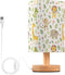 YYZZH Jungle Animal Pattern Table Lamp with Wood Base and Fabric Shade for