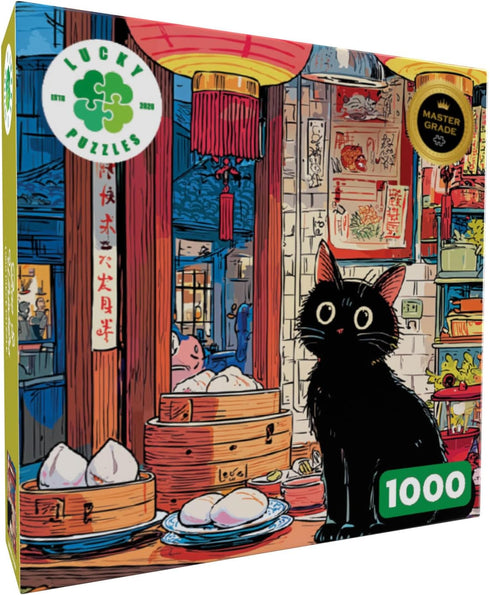 1000 Bao & Whiskers - Piece Jigsaw Puzzle for Adults | Whimsical Cat and Dim Sum Artwork | Unique Gift for Puzzle
