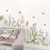 BWCXXZH Wildflower Grass Wall Decals Butterflies Stickers Dragonflies Floral Wall Murals Peel and Stick Wall Art Decor