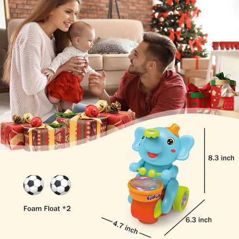 3 4 5 6 7 8 Baby Elephant Musical Crawling Toy with Lights, Sounds, Blowing Ball, Infant Sensory Toys, Birthday Gifts