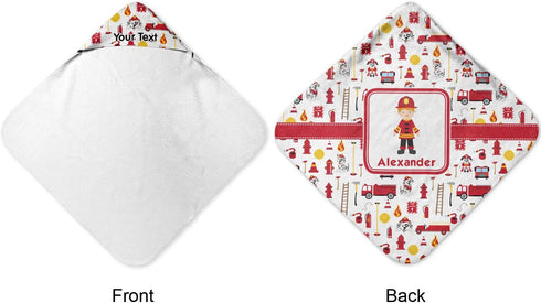 Personalized Firefighter Character Hooded Baby Towel - Custom Name