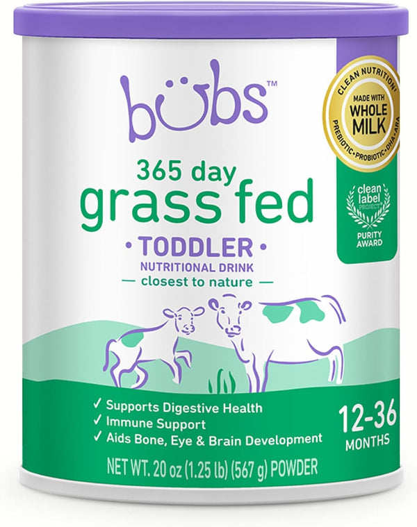 Bubs 365 Grass Fed Toddler Nutritional Drink, Non-GMO Whole Milk-Based Formula, for