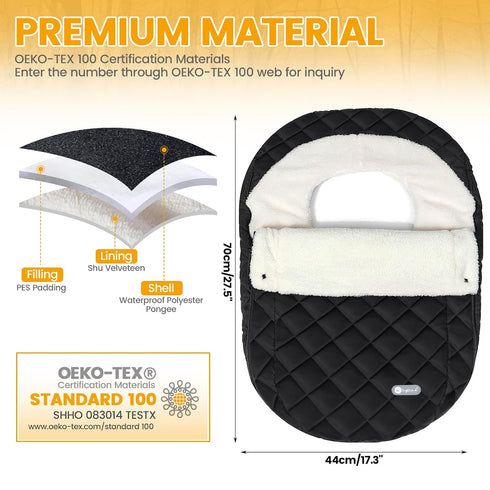 Cozy IvyWind Winter Car Seat Cover, Warm Winter Carseat Cover for Baby Boys & Girls, Waterproof Car Seat Winter Cover