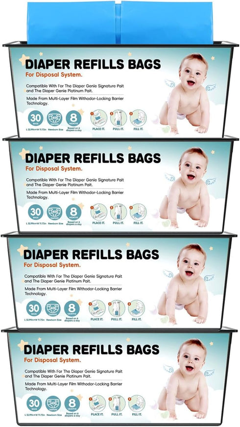 BATADAPTER 120 Bags Diaper Pail Refills Bags Compatible with Genie Easy Roll Signature