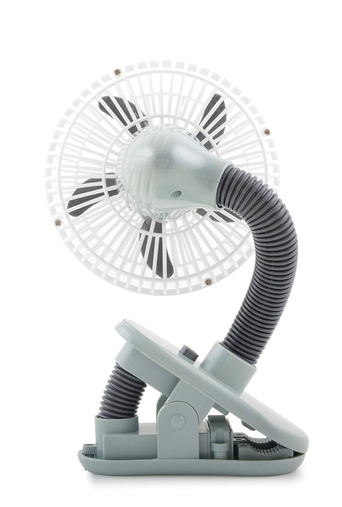 O2COOL 4 Inch Clip On Stroller Fan, Portable Battery Operated for Outdoor, Car Seat, and Baby Crib (Grey)