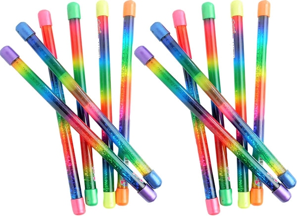 JA-RU Glitter Wand Girls Rainbow Baton Toy (12 Baton) 12 Inch Wand