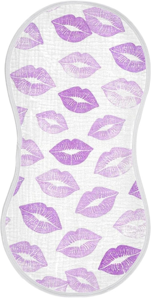 decor gift Cotton Newborns Burp Cloths Soft Touch Lilac Kisses Light Purple Lipstick Baby