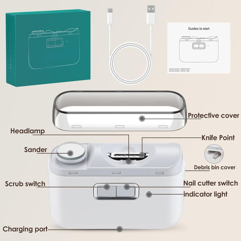 Automatic Nail Clipper with Nail File, Electric Baby Nail Clippers with Light, Rechargeable Nail Clippers with Catcher