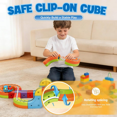 HEXIMANX 3D Set 4 6 7 8,Toy Playsets 3-5 Set Gift,48 Pcs/1 Infinity Cube Track Magnetic Electric Train for Kids Vehicle