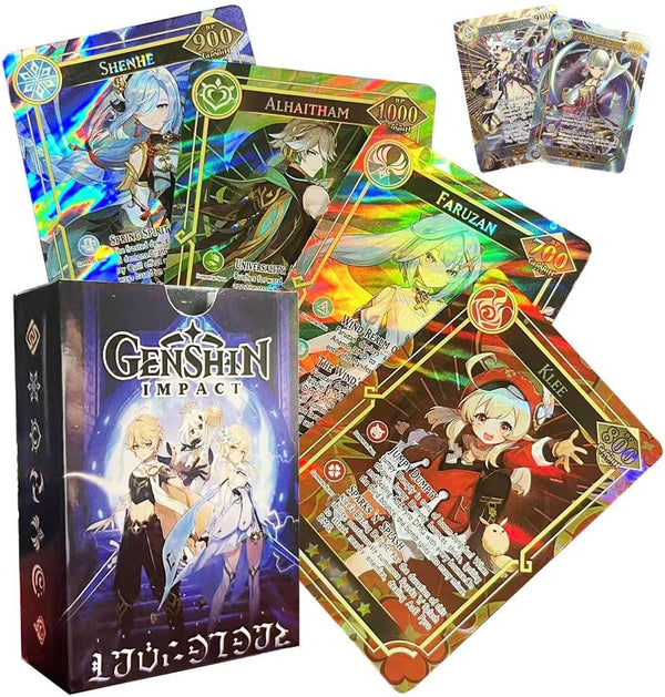 60PCS TCG Deck Cards, 55PCS Ultra Rare Cards, 5 Random UTR, Gilded Text English Version, Kamisato Ayaka ZhongLI