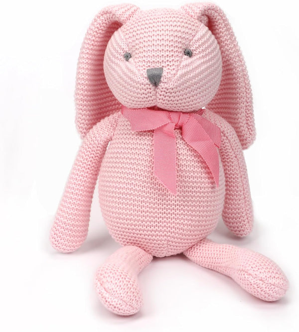 100% Organic Cotton Baby Toys, Pink Bunny Rabbit Stuffed Animal for Newborn, 7.1"