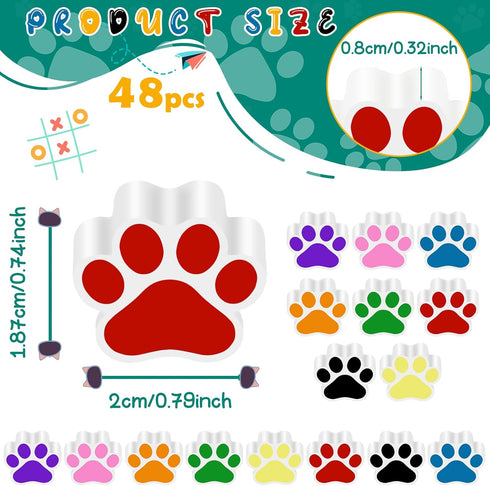 48 Pcs Paw Erasers, 8 Colors, Dog Birthday Party Favors, Cat Party Gifts, Welcome Back to School Supplies