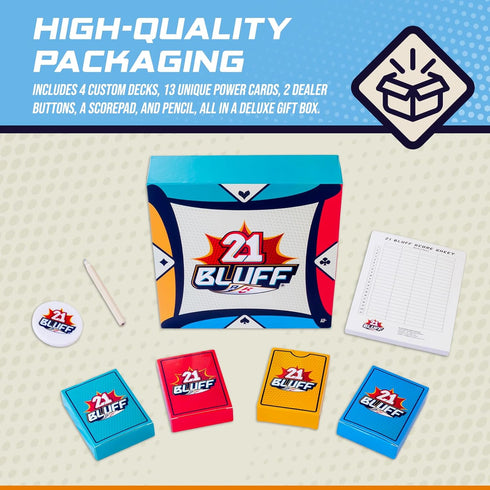 21 4 Bluff The Ultimate Bluffing & Strategy Card Game for Family Game NightFast-Paced & Hilarious Party Game Outsmart