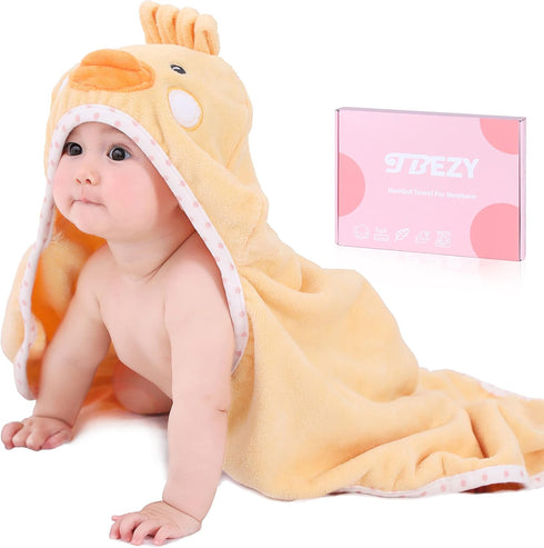 Baby Hooded Towel with Unique Animal Design - Ultra Soft Thick Cotton Bath Towel for Newborn (Chick)