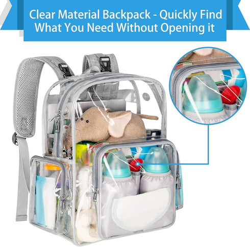 Backpack, Backpack Backpack Mancro Diaper Bag Clear Baby Bag Heavy Duty Transparent for Girls Boys, Multifunction Large