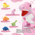 19.6 inch 5 Set Muiteiur Pink Dinosaur Stuffed Animals, Soft Dinosaur Stuffed with Cute Babies T-Rex Zippered Belly