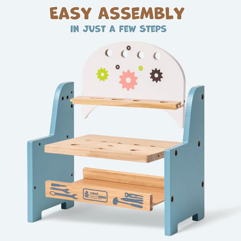 Set 3 4 5 ROBUD Mini Wooden Play Tool Workbench for Kids Toddlers - Montessori Toys for Years Old Boys Girls